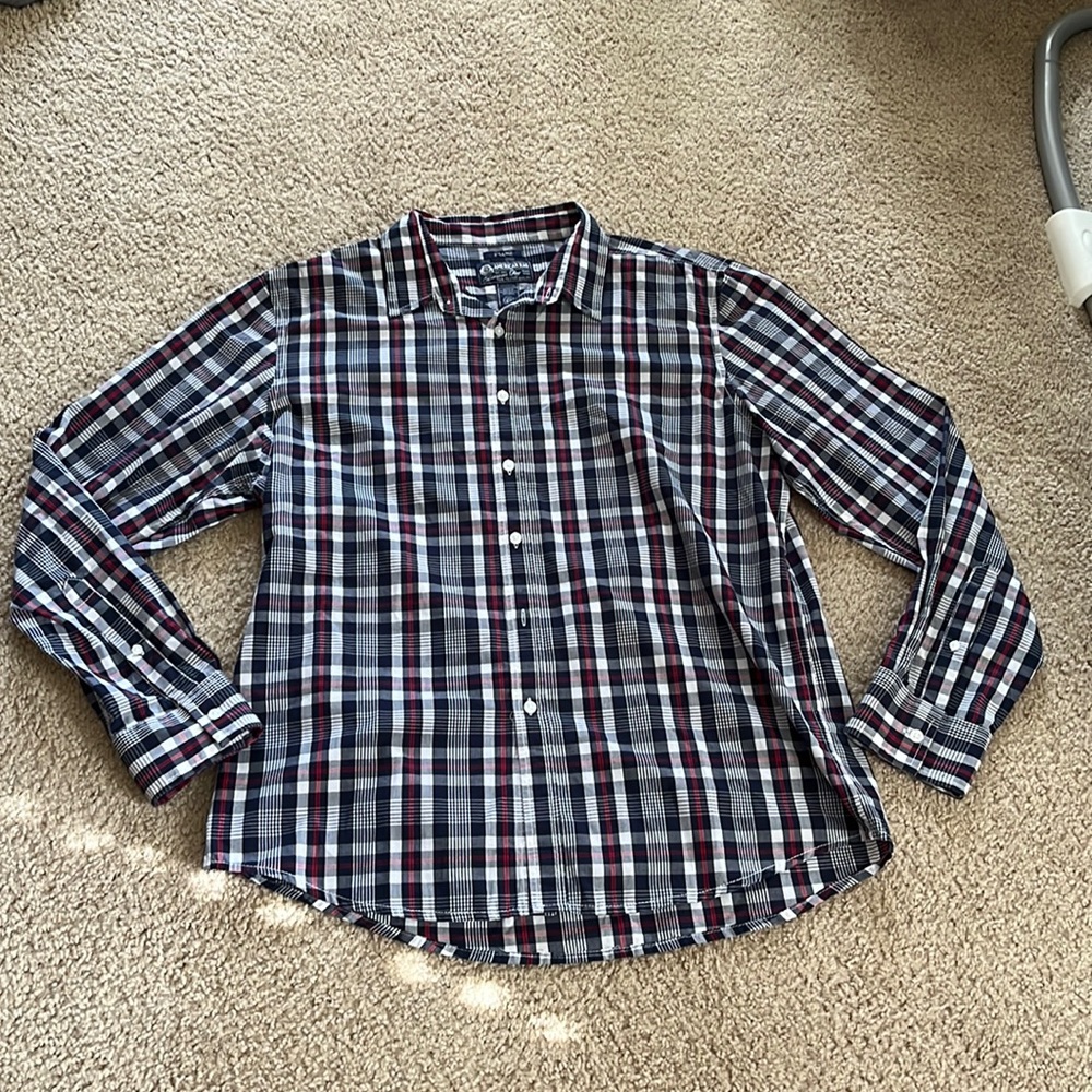 Red, white, & blue long sleeve button up